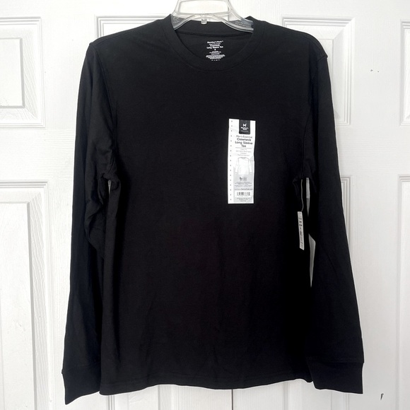 Mens Black Long Sleeve Crewneck T Shirt Cotton Blend NWT Small Members Mark‎ - Picture 1 of 7